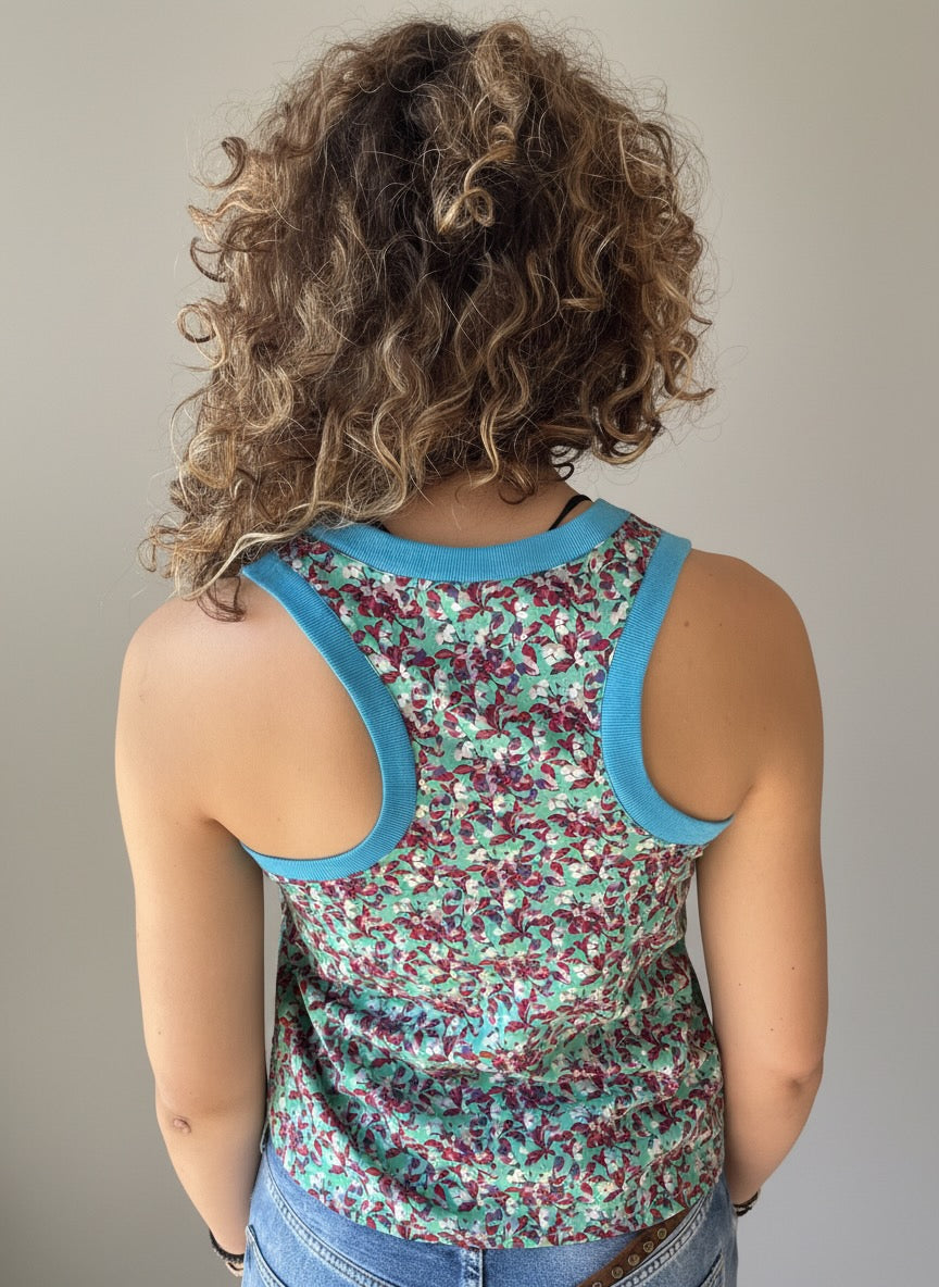 Alicia blue trim Racer Tank