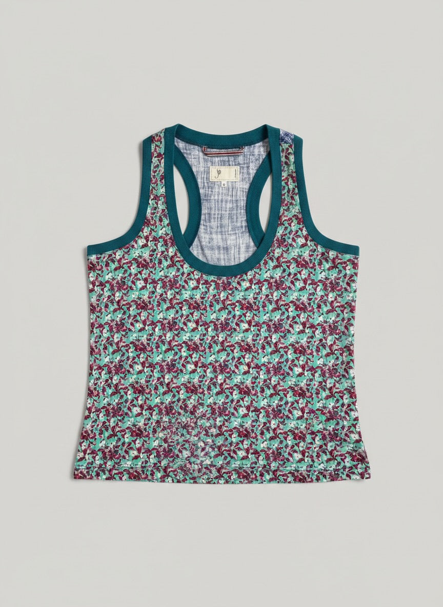 Alicia Teal trim Racer Tank