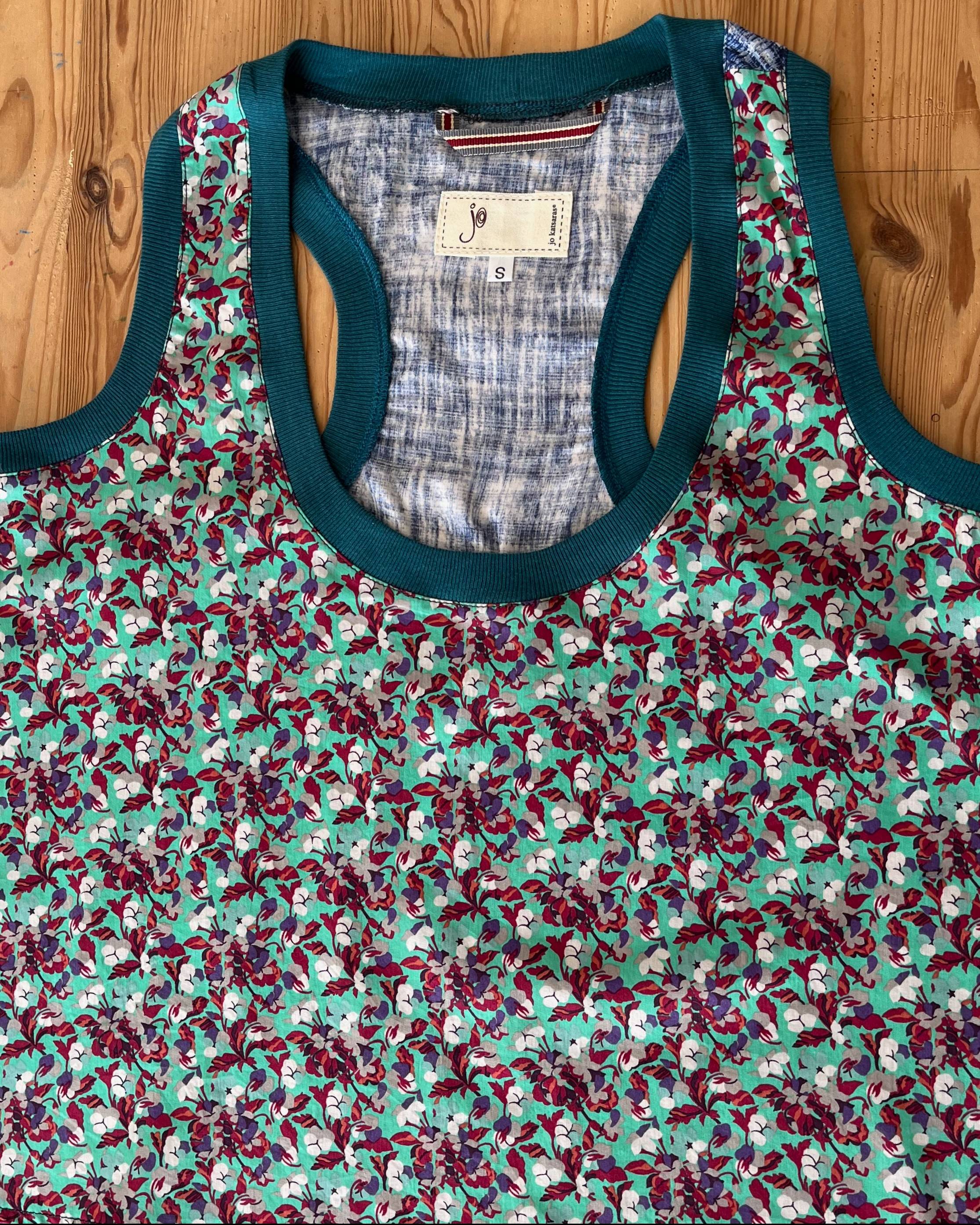Alicia Teal trim Racer Tank