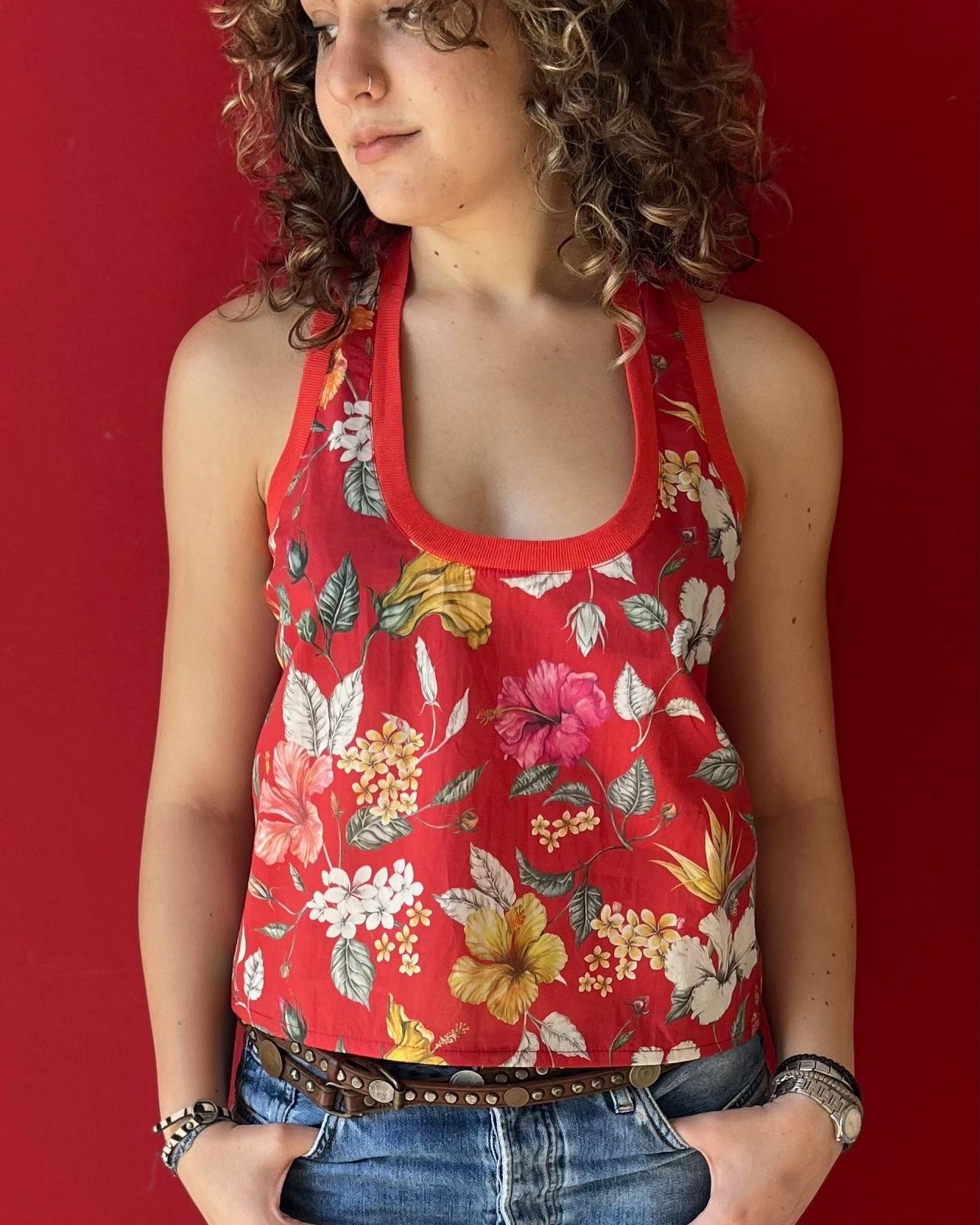 Bianca Stripe back Racer Tank